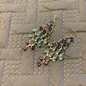 Blue and Purple Silver Dangle Earrings